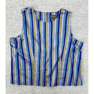 Designs by Lane Bryant 100% Silk Striped Button Back Sleeveless Top / Women's 26
